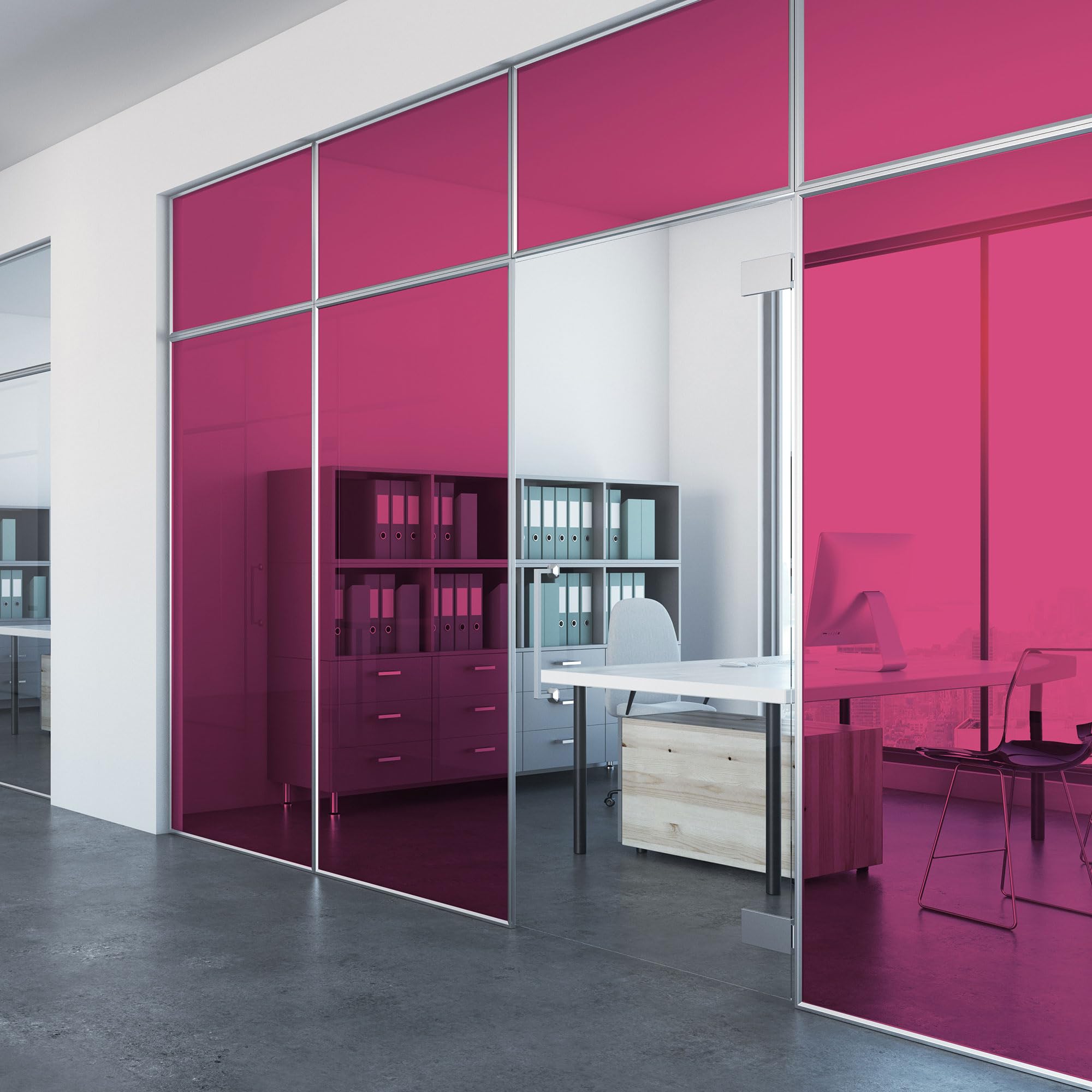Abode Window Films Raspberry Transparent Stained Glass Window Film 50Cm X 100Cm, Pvc Self-Adhesive Decorative Window Film, Uv Glass Protection & Easy Application