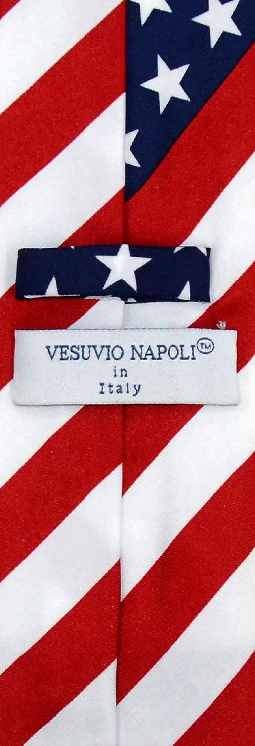 Vesuvio Napoli American Flag Mens Neck Tie USA Patriotic Self Tie NeckTie