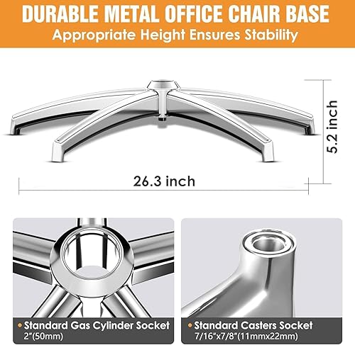 Miniatura 2 de Lipshome Piezas de repuesto para base de silla de oficina (3300 libras)  Reemplazo de base de silla de oficina de aleación de aluminio resistente,
