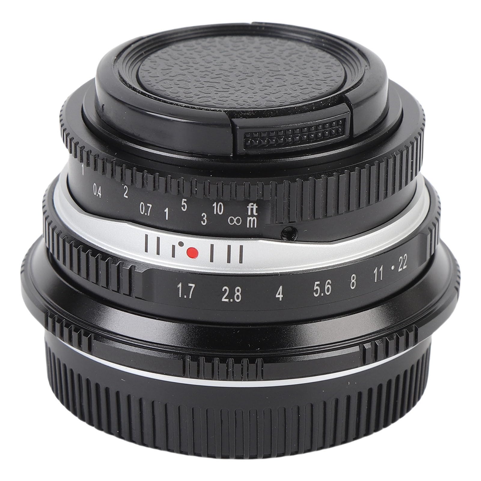 Ręczny Obiektyw Aparatu 25 Mm F1.7, Obiektyw z ręczną regulacją Ostrości o Dużej Przysłonie i przednią pokrywką, do Aparatu Bezlusterkowego G1 G3 G5 G6 G7 M4 3 z Mocowaniem 3 (BLACK)