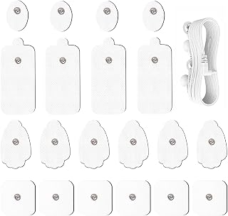 20 Pack TENS Unit Electrode Pads + 1/4 Wire Cable Combination Set. Reusable Premium Hydrogel Self-Adhesive Replacement Pads, Compatible with Belifu, AVCOO, NURSAL, TENS 7000, AUVON, Neocarbon (White)