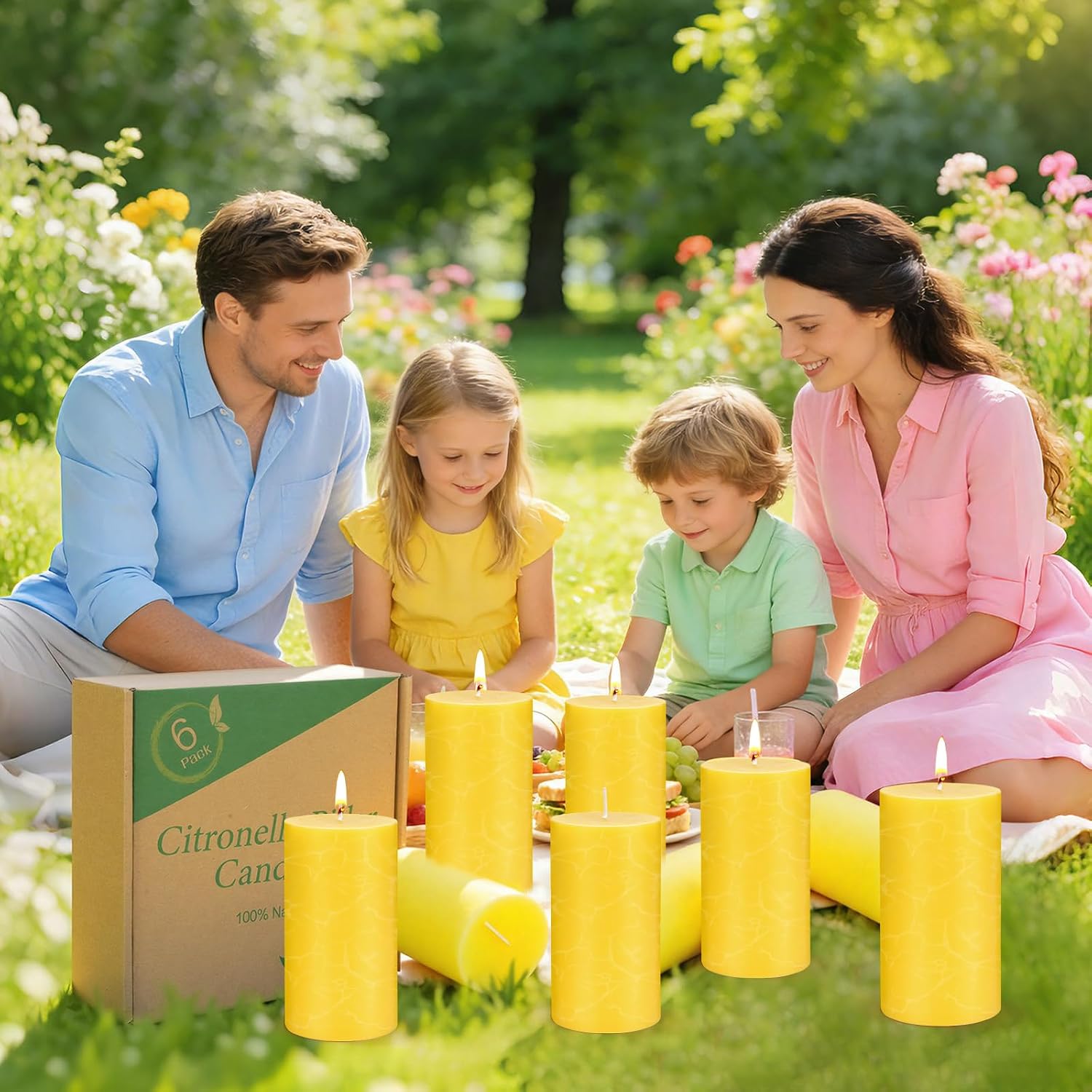 Citronella Candles Outdoor - Set of 6 Citronella Pillar Candles for Patio, Summer Outdoor Candles Bulk for Home, Soy Wax Candle for Garden Camping Party Yard Balcony,Wedding Decoration Candle for Home