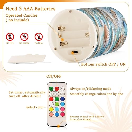 Vista 318 de Velas parpadeantes sin llama, velas LED moradas de mariposa lavanda con temporizador remoto, juego de 2 velas a pilas para San Valentín, boda