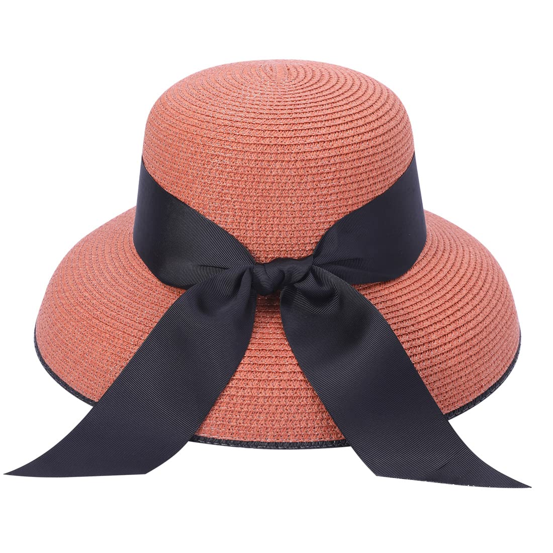 Harssidanzar Sombrero para el Sol para Mujer Sombrero de Paja con protección Solar, Sombreros de Playa, Sombreros de Sol de Viaje Flexibles Plegables de Verano para Mujer SL512