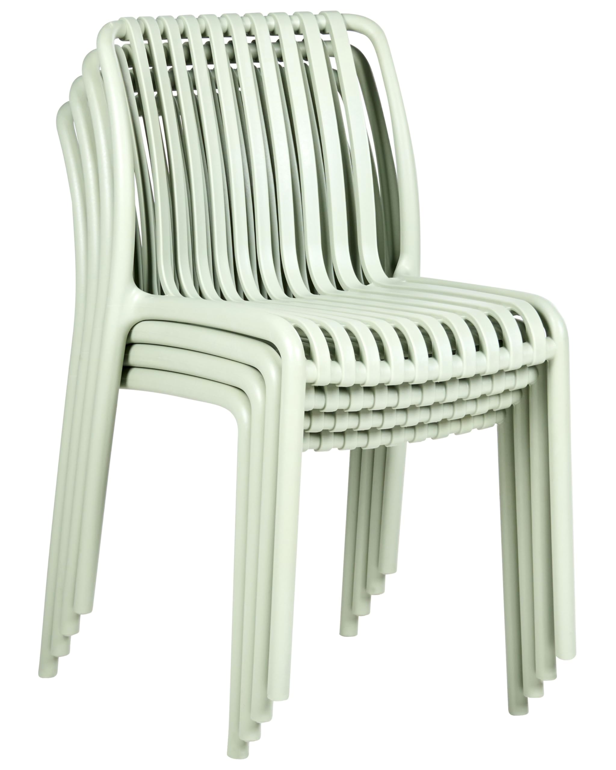 Beliani Set of 4 Resin Garden Chairs Light Green with Reinforced Resin Legs Stackable ARICCIA