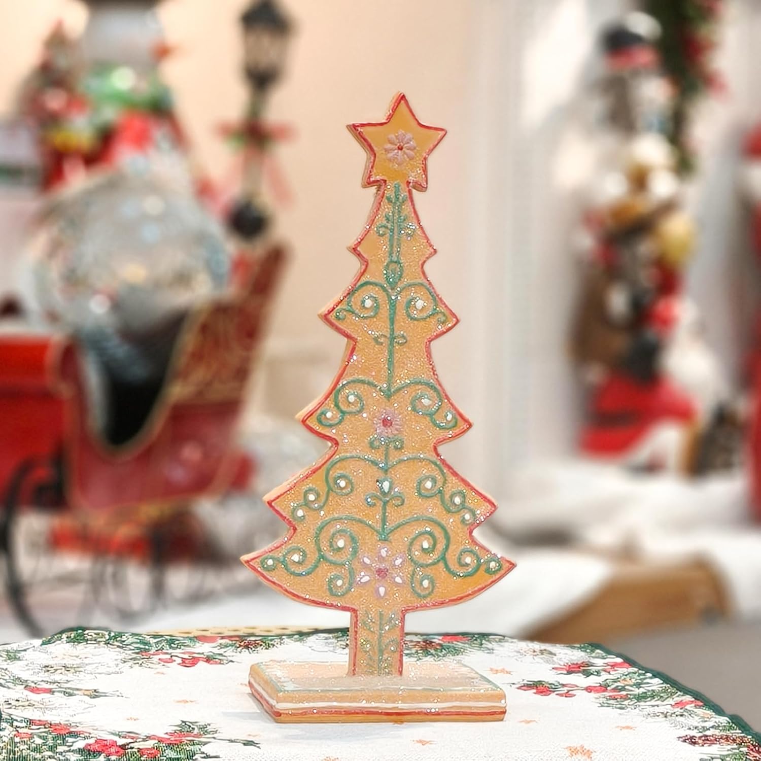 Gingerbread Tree Gingerbread Christmas Decorations Indoor Resin Christmas Tree Statue Decorations Kitchen Tabletop Xmas Decor - Image 7