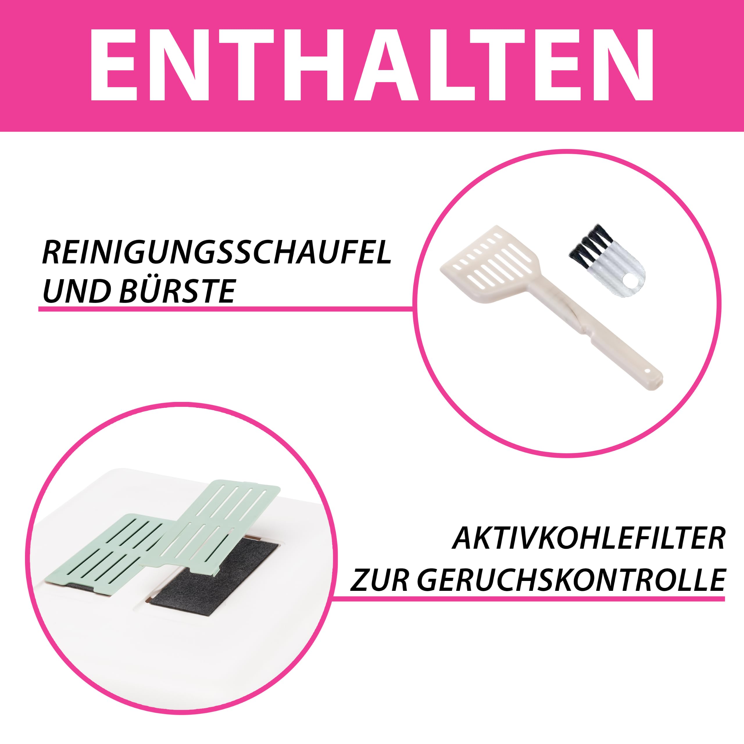 Ferplast Katzentoilette geruchshemmend, sauber & leicht zu reinigen, Grün | 2 Aktivkohlefilter gegen Gerüche, Streu-Auffanggitter, Schaufel und Reinigungsbürste inklusive