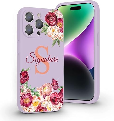 Nombre personalizado e inicial  Flor floreciente  Funda de silicona líquida para iPhone 15 Pro Max 14 13 12 11 Xs Max Xr SE3 8 7 6 Plus 11 Pro Mini, disponible en Yaxa Guatemala
