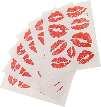 Healvian 6Pcs Red Lip Kiss Tattoos Kiss Print Decals Water-Proof Body Temporary Tattoos Stickers for Women Girls Face Neck Arms Back Safe Skin Use