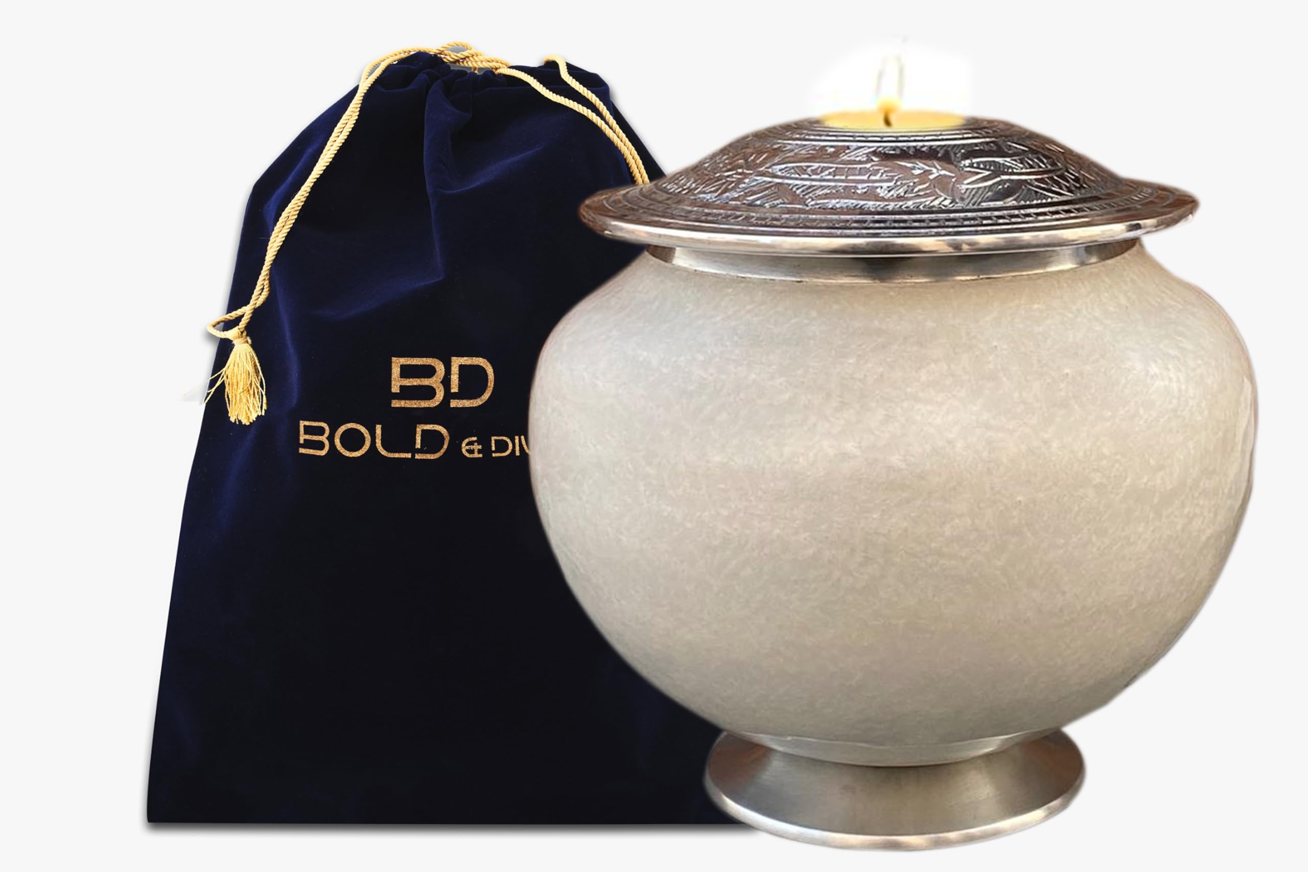 Candle Cremation Urn for Human Ashes, Large Pearl White Candle Urn, Decorative Urn for Ashes Display at Home - Image 2