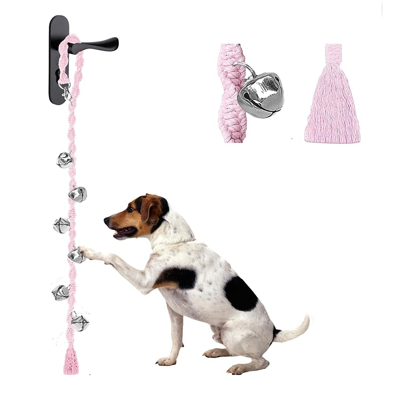 Campainha para Cães GINIDEAR Artesanal com Sino Metálico Ajustável LightPink, 90 cm