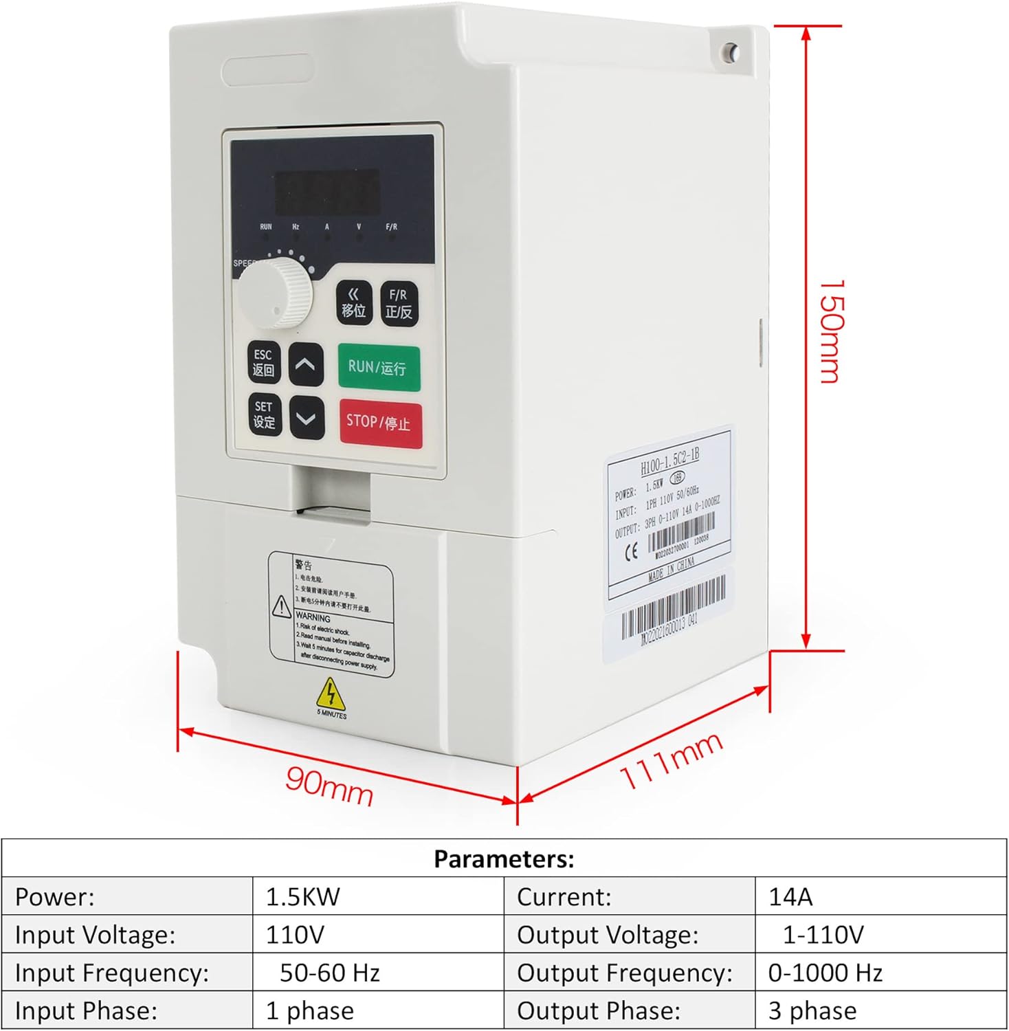 RATTMMOTOR 2.2KW VFD 110V Single to 3 Phase Inverter Variable Frequency Drive Spindle Motor Controller Converter for CNC Router Engraver Milling Machine