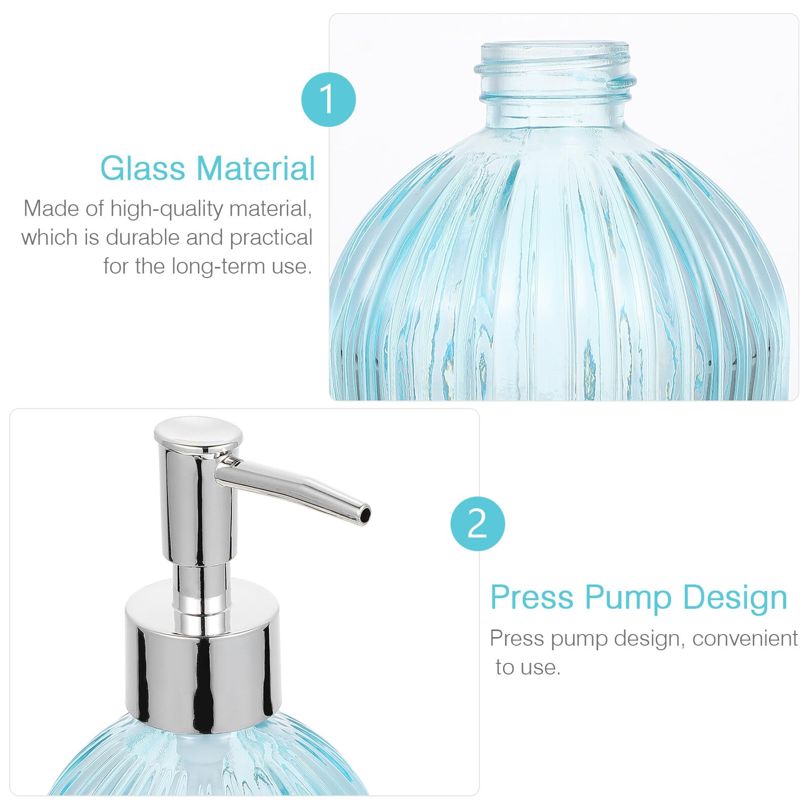 2 Stück Nachfüllbare Glas Seifenspender 200ml für Küche und Bad | Pumpe zum Leichten Dosieren, Transparentes Design, als Spenderflasche für Handwaschflüssigkeit