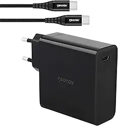 Geonav Carregador para Notebook via USB-C, 65Watts, Power Delivery (PD),acompanha cabo 2 metros USB-C/USB-C, CH65WPDBK, Preto