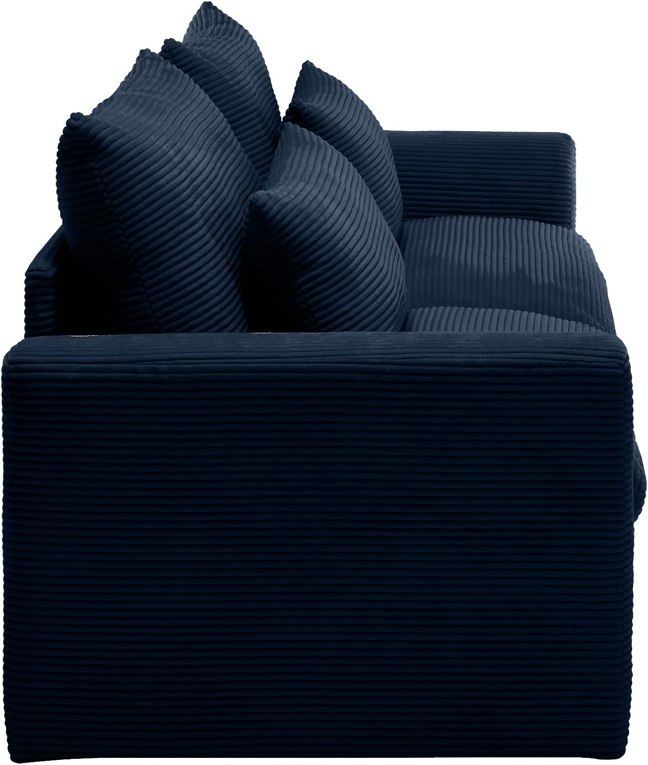 kevinplus 86.6'' Loveseat Sectional Sofa Couch for Living Room, Modern Luxury Deep Seat Sectional 2-Seat Sofa Couch with Waist Pillow, Corduroy Fabric, Blue