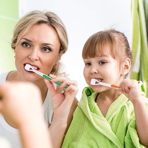 Miniatura 4 de Boao 16 piezas de cepillo de dientes de tres caras, cepillo de dientes de viaje para niños, cuidado completo de los dientes, cerdas de gran ángulo