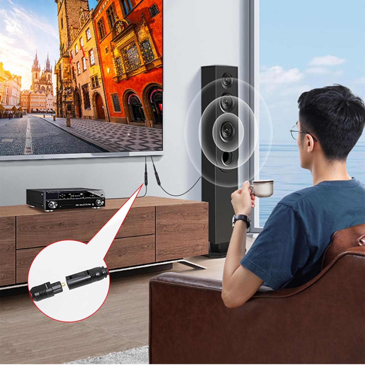 Digital Optical Audio Splitter,Optical Splitter 1 in 2 Out for Xbox,PS4,PS5,DVD,TV Box,Home Theatre, Receiver,Sound Bar,PS3/PS4 - Image 4