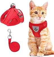 NCMAMA Cat Dog Vest Harness - Breathable All-Weather Mesh, Reflective Adjustable Step-in for Small Cats & Dogs (Red, XS)