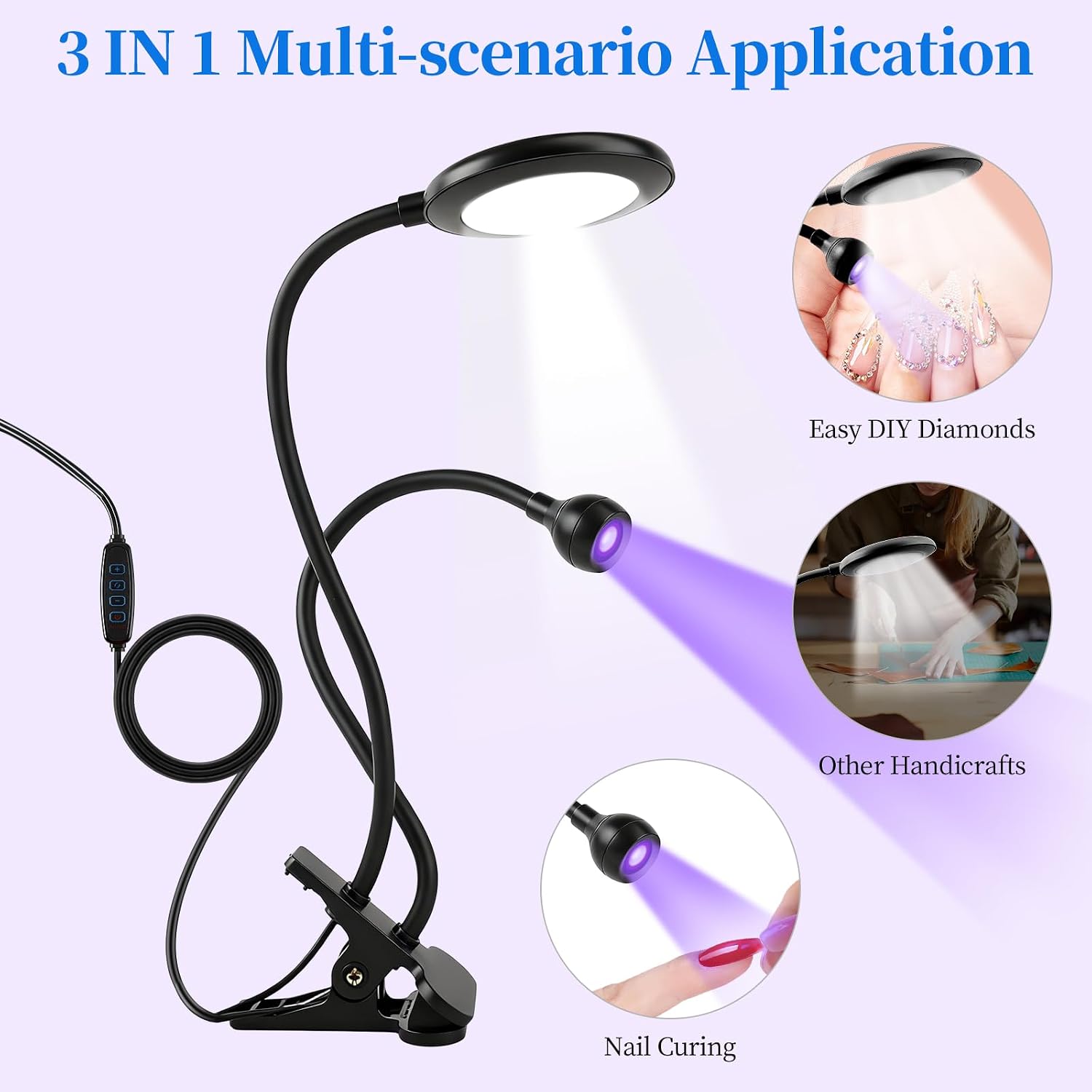 TADOPRO Double-Headed Nail Lamp UV Flash Cure Light Professional Led Nail Tech Lamp for Gel Nails Drying Light for Curable Press On Nails (Black)