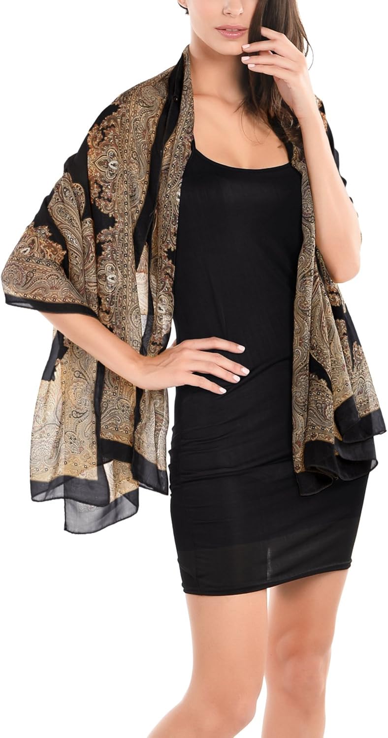 DJT Womens Paisley Print Chiffon Beachwear Poncho Bikini Cover Up Top