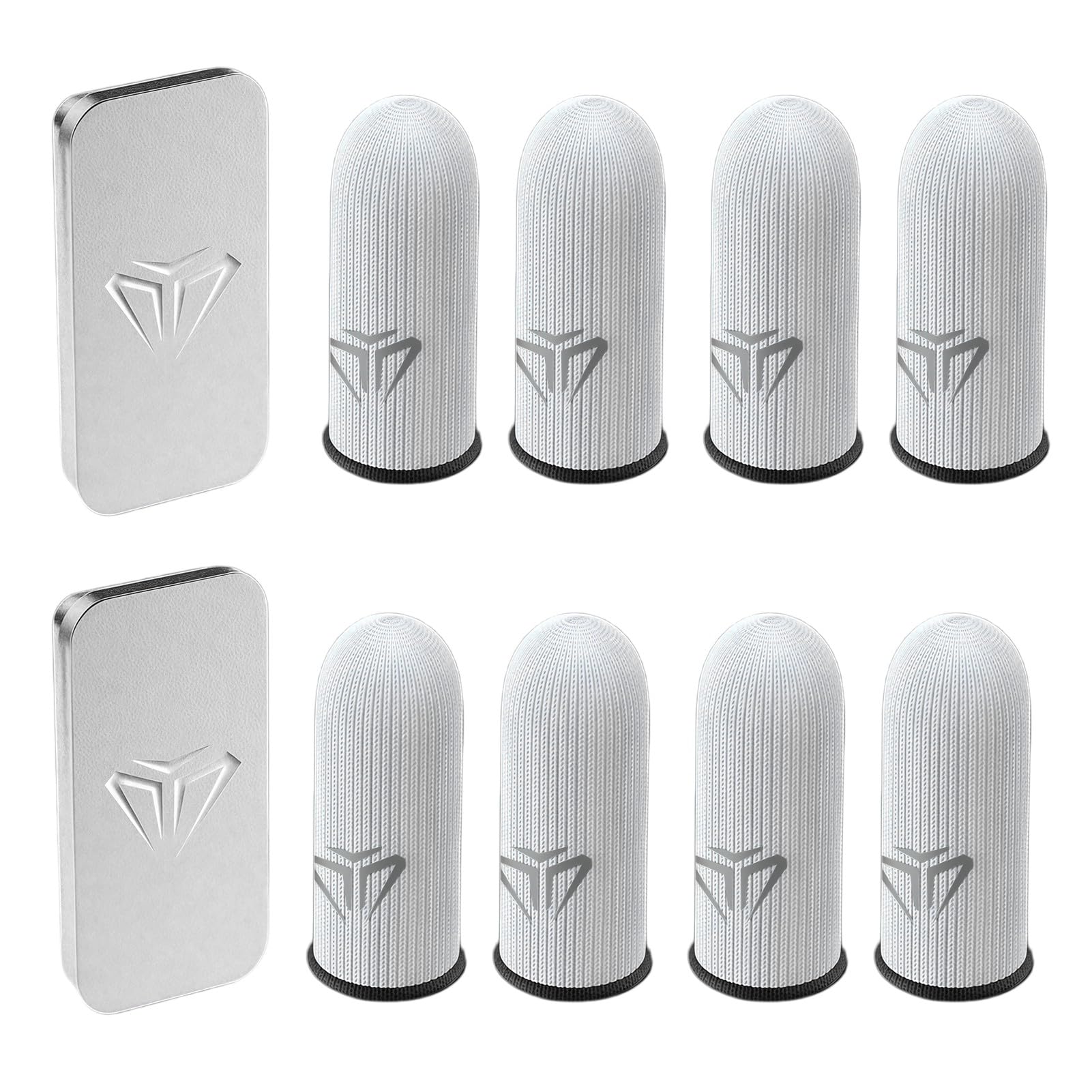Gaming Finger Sleeves 8 Pièces, Protege Doigt pour Gaming Respirant et Anti-Transpiration pour Écran Tactile Protège-Doigts Haute Sensibilité pour PUBG/Out Mobile Gaming sur Android et iOS