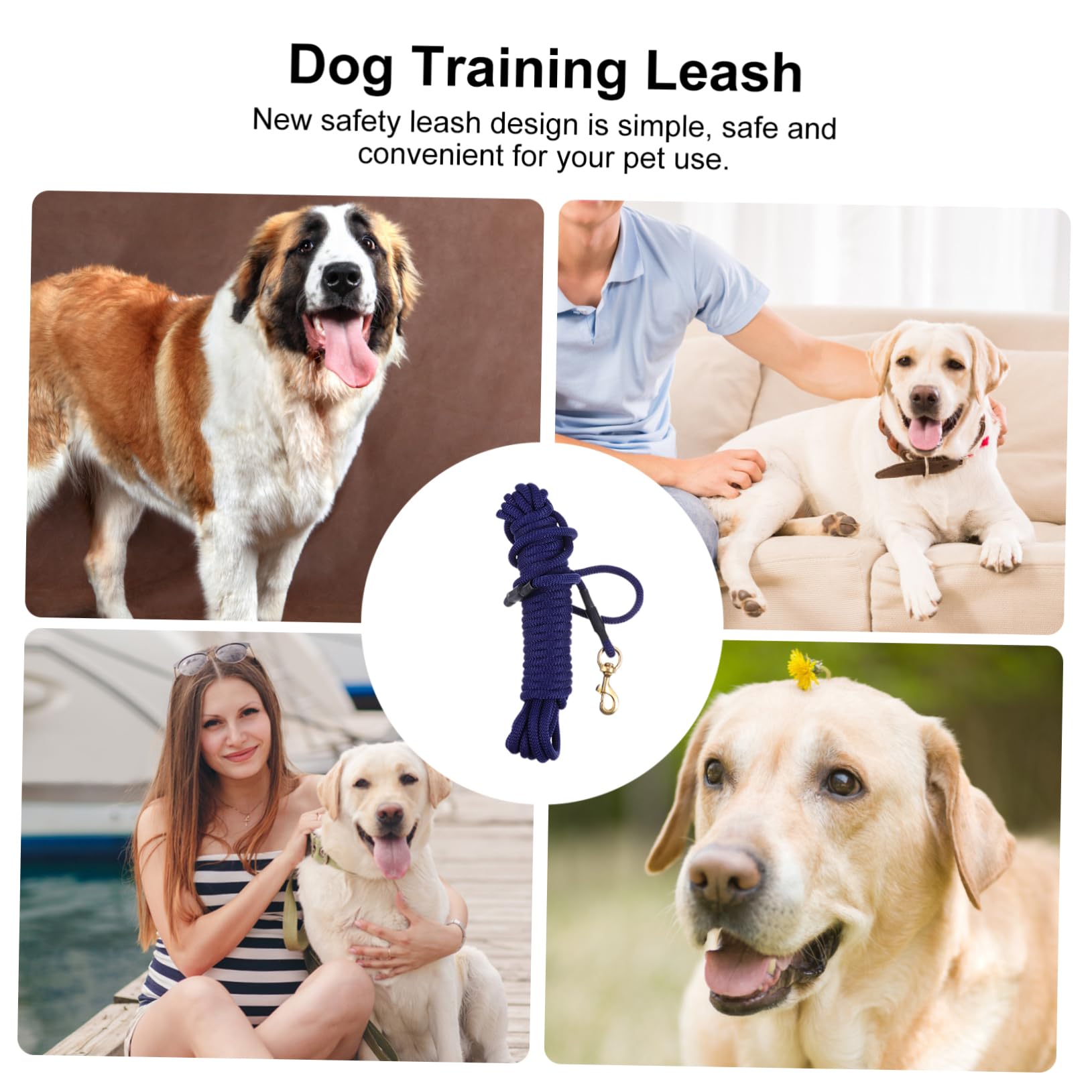 Guinzaglio lungo Addestramento per Cani, Blu, Polipropilene | Gancio, per Corsa e Outdoor, per Pet e Cani, Presa Robusta e Comfort, Facile da Fissare