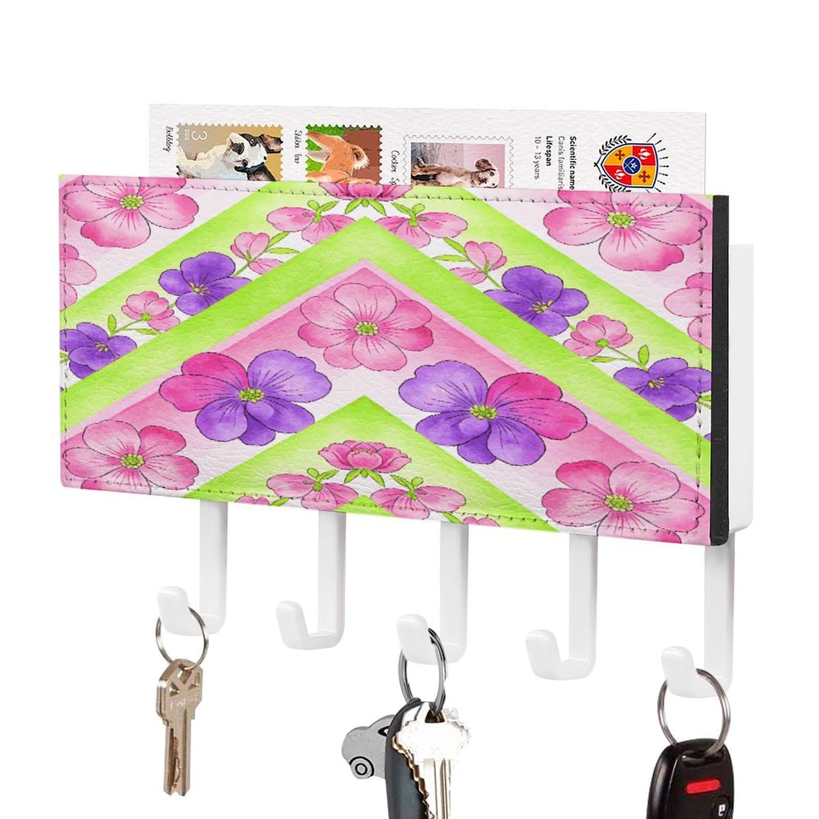 Soporte para llaves adhesivo Chevron Blooms ideal para mantener en orden el pasillo