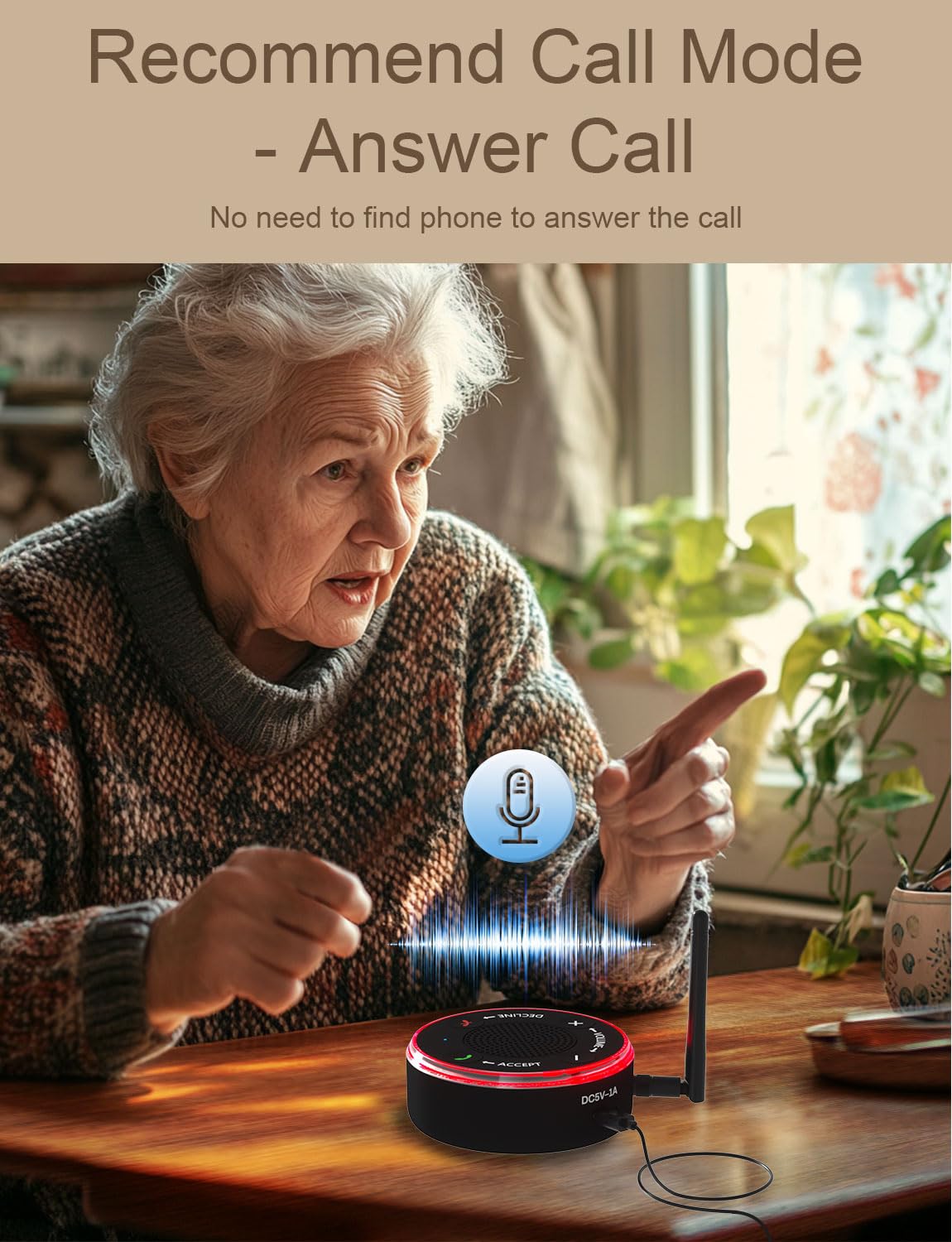 Amplificatore per suoneria per telefono cellulare con suono forte per non udenti, risposta/riaggancio, amplificatore altoparlante esterno per telefono, connessione wireless, modalità di