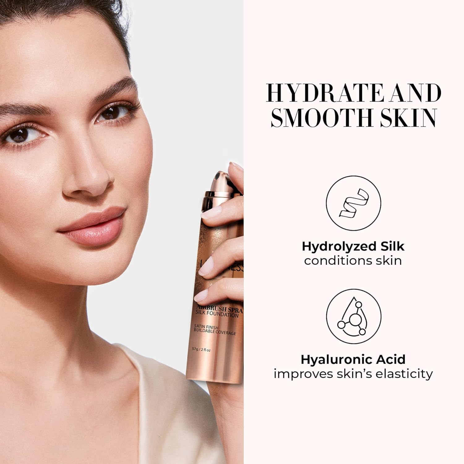 LUMINESS Silk Airbrush Spray Foundation - Full Coverage Foundation - Formula Hydrates & Moisturizes with Hyaluronic Acid, Aloe Vera & Hydrolyzed Silk (Shade - Light Medium) - Image 3