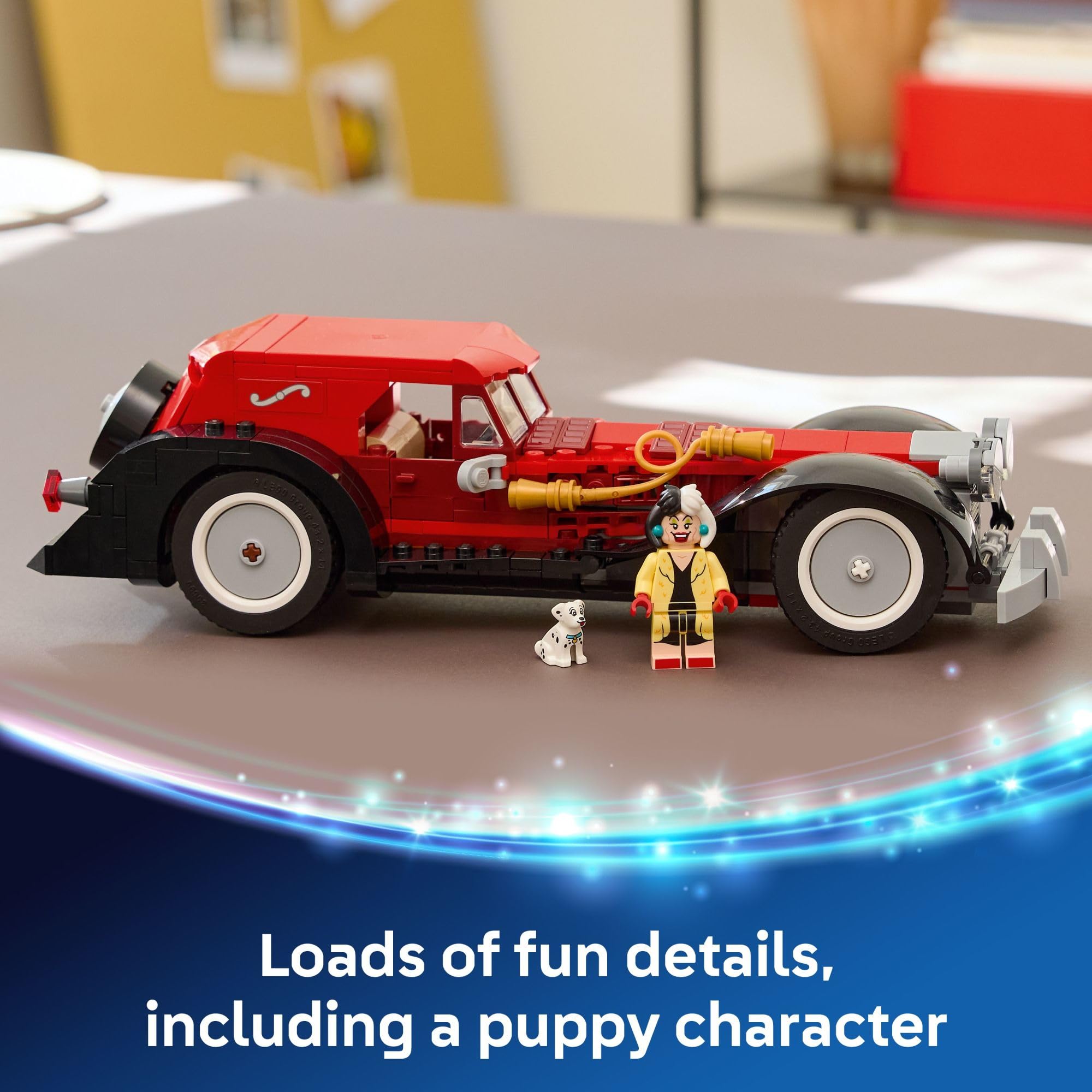 LEGO Disney Cruella De Vil’s Car Toy - Model Building Kit W/Cruella and 101 Dalmatians Minifigures - Toy Car Playset for Boys & Girls, Ages 9+ - Gift Idea for Birthdays and Pretend Play - 43277