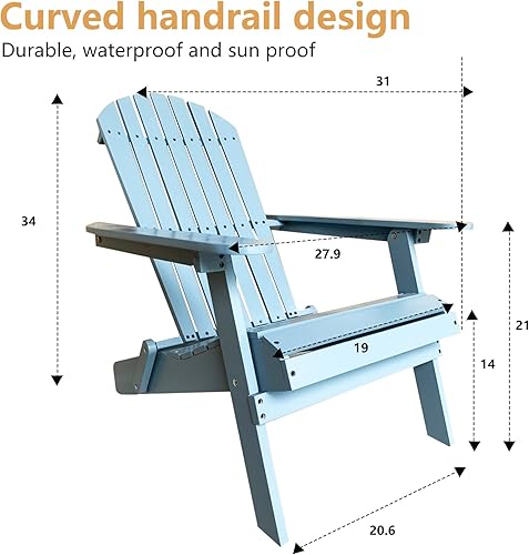 Miniatura 3 de PayLessHere Sillas Adirondack resistentes a la intemperie con madera de pino texturizada para patio, césped, jardín, terraza, piscina, playa, hoguera