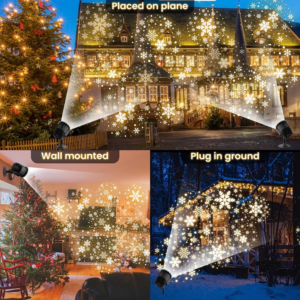 Weihnachtsschneefall-Projektorlichter, LED-Lichtprojektor, IP65 wasserdicht, weißer Schnee für die Innen- und Außendekoration, Weihnachtsschneeflockenprojektorlichter
