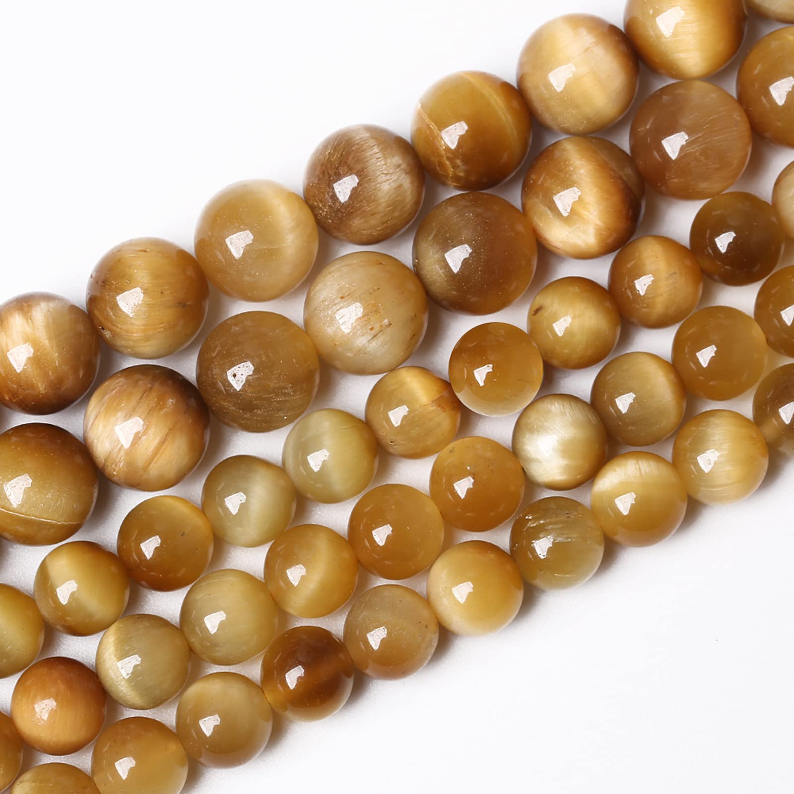 Lote de 180 perlas redondas de ojo de tigre natural AAA de 4 mm, para hacer joyas, pulseras, collares y pendientes, 2 hebras de 81 cm