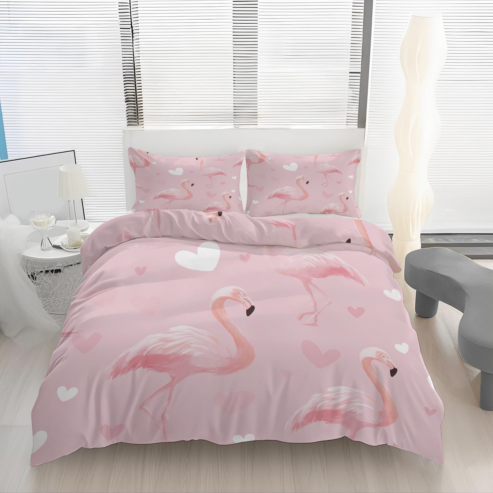 Parure de lit motif flamant rose pour une chambre parentale exotique
