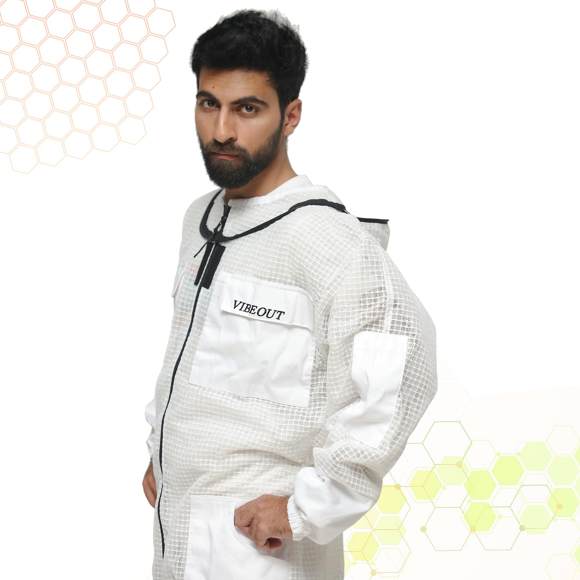 Tuta da apicoltura ultra ventilata, a 3 strati, in rete ad aria, per uomini e donne, con velo da scherma, professionale, a prova di puntura, per apicoltura, attrezzatura di protezione per apicoltori