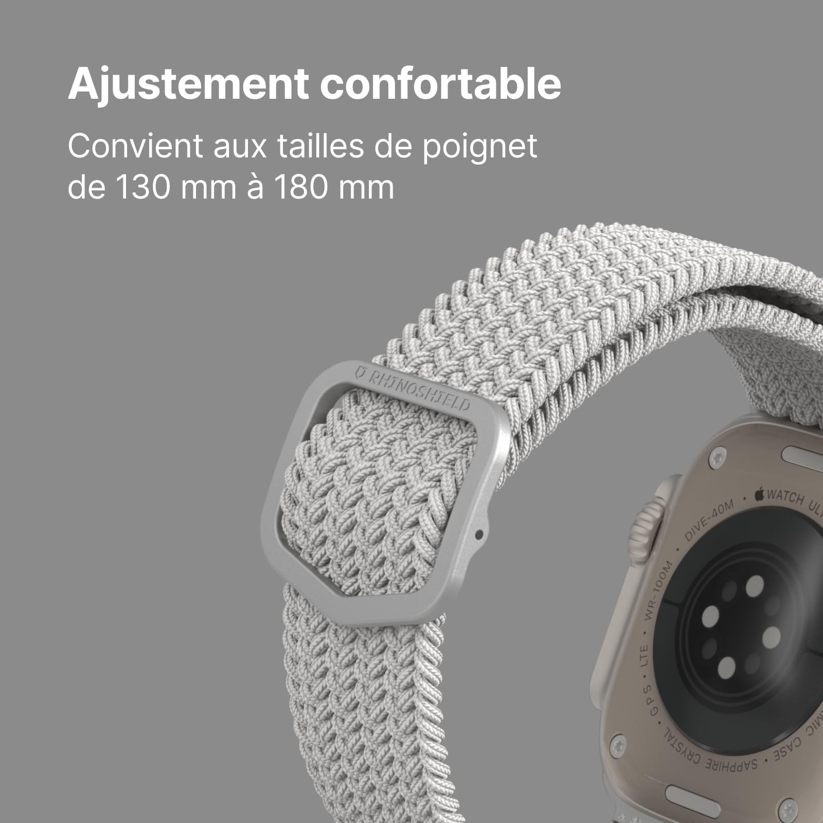 RhinoShield Bracelet Tressé pour Apple Watch Series 11/10 (42mm) + Series 9/8 / 7 (41mm) + Series 6/5 / 4 / SE 3 / SE 2 / SE (40mm) + Series 3/2 / 1 (38mm) | Doux et Extensible