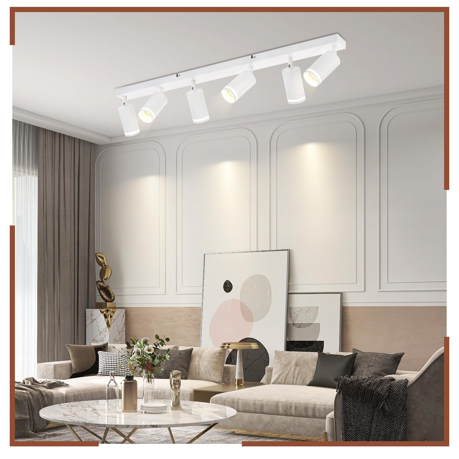 Deckenstrahler 6 Flammig Deckenlampe Schwarz GU10 Strahler für Wohnzimmer | Deckenleuchte Schwenkbar Metall Spotleuchte für Schlafzimmer Küche Wohnzimmer Flur Modern, Ohne Leuchtmittel