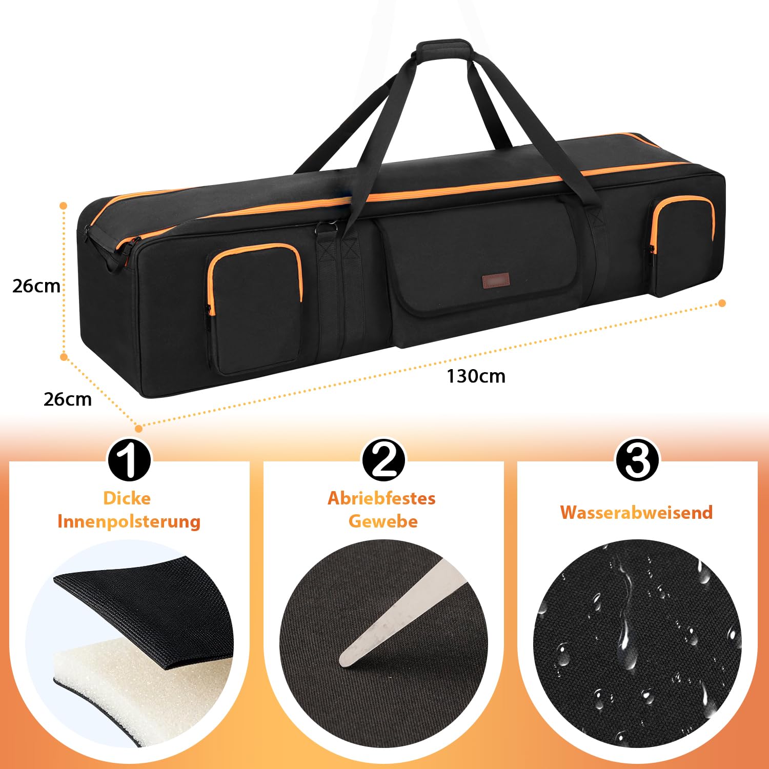 Borsa per treppiede imbottita da 128 cm con 2 divisori estraibili