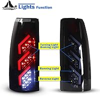 Vista 5 de WOLFSTORM Luces traseras LED compatibles con Chevy Suburban 1992-1999, GMC K/C 1988-1999 (1500/2500/3500)/1992-1999 GMC Yukon, Chevy Blazer