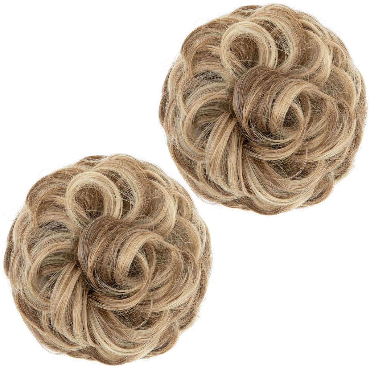 SARLA 2PCS Messy Bun Hair Pieces for Womens Synthetic Scrunchies Buns Extension Hairpieces Updo Pony Tail Sand - Image 2