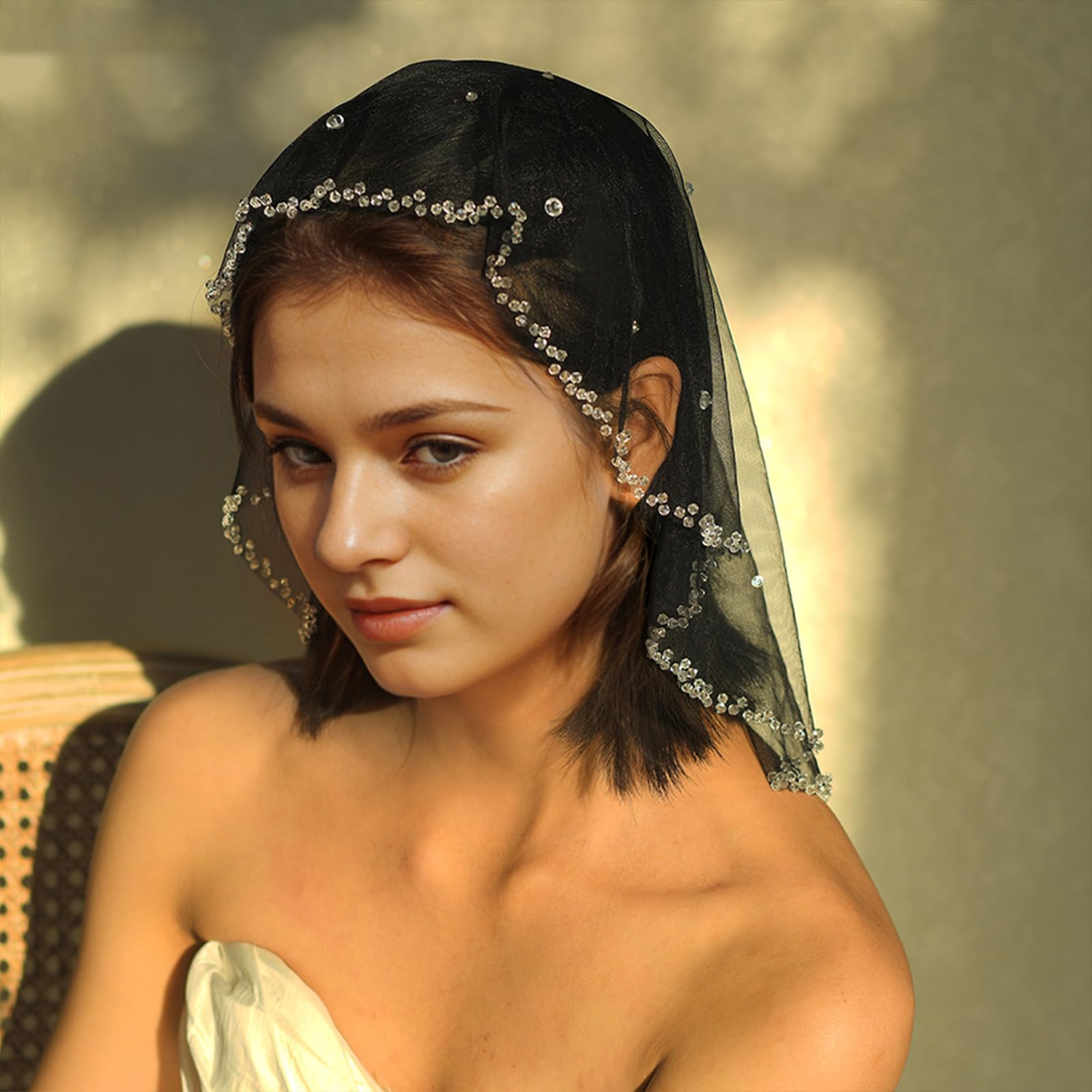 Tocado de velo de cristal brillante para novia con diamantes de imitación, cómodo velo de boda, accesorio para el cabello, elegante accesorio para el cabello de novia de cristal