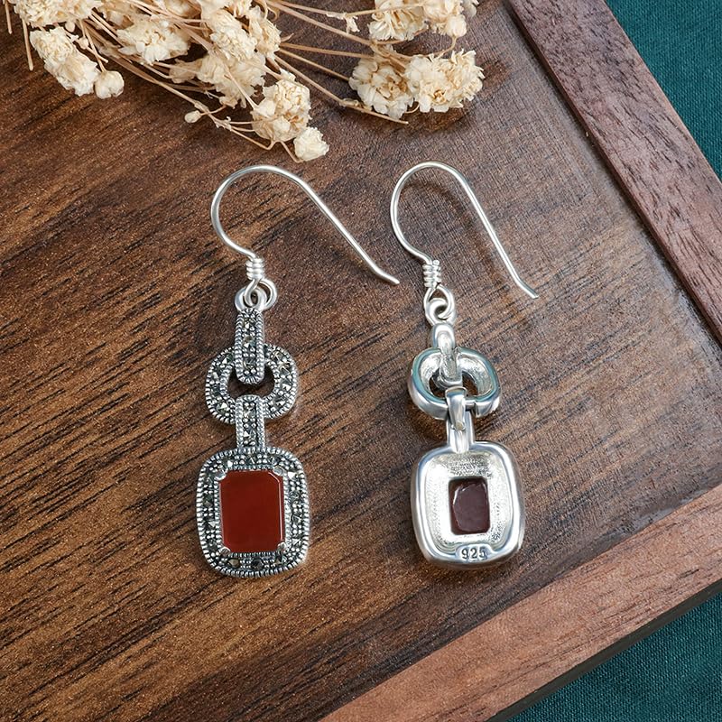 Boucles d'oreilles en argent sterling 925 vintage et marcassite - 4