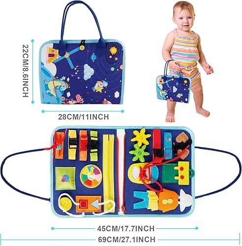 Miniatura 7 de DICTAMNI Juguetes de mesa para niños de 1, 2, 3, 4 años, juguetes educativos sensoriales, tablero sensorial con hebillas, actividades educativas