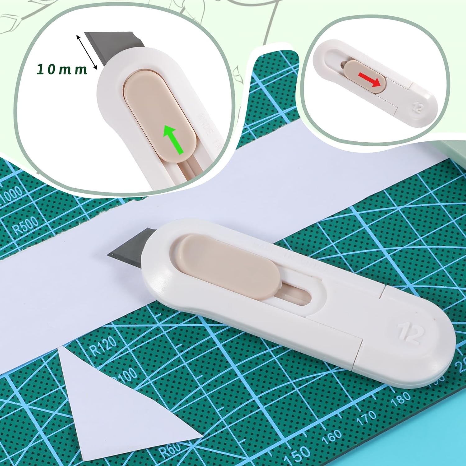JJUNW 4 Pcs Box Cutter, Box Cutter Retractable, Mini Box Opener Cutter, Multi-Function Cute Utility Knife for Office, Home, Crafts, Envelopes, Packages, Cardboard