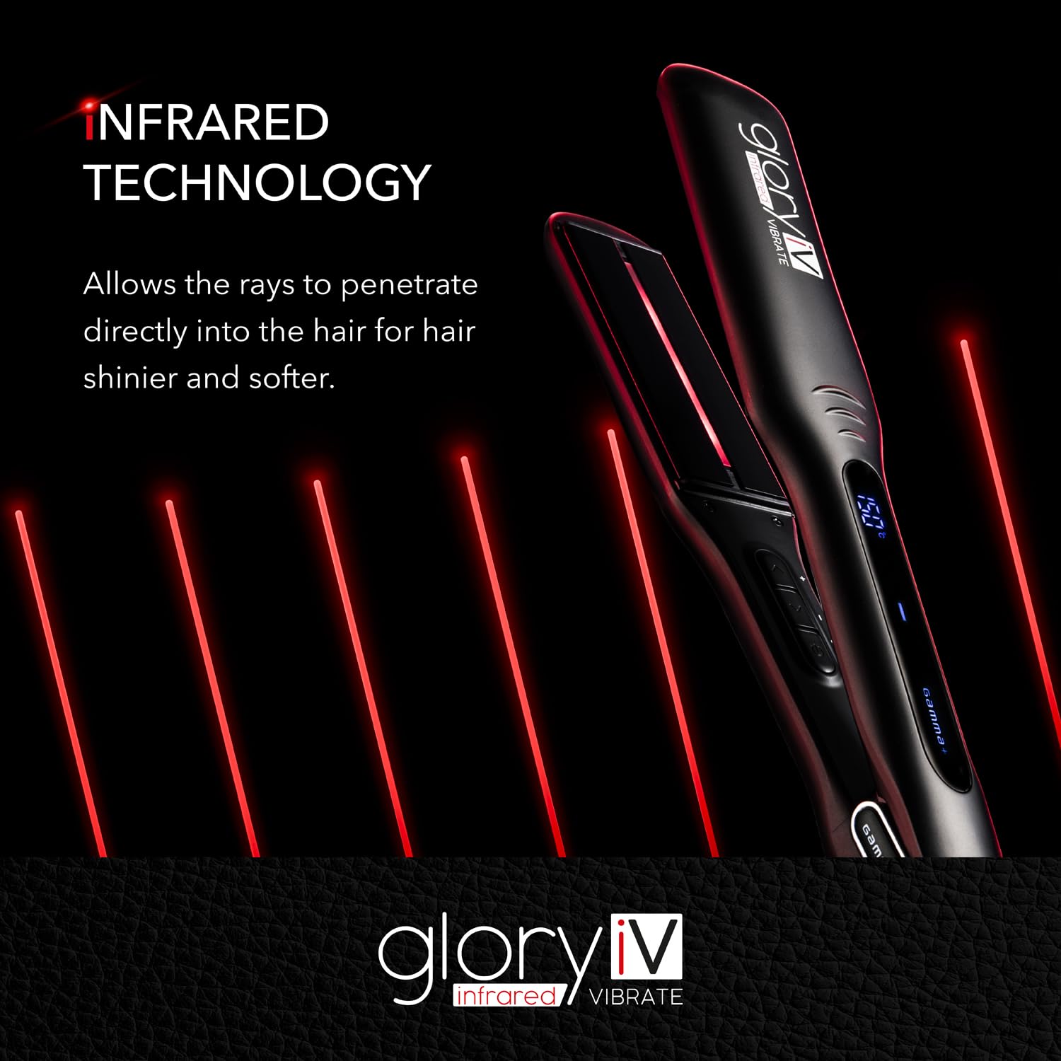 GAMMA+ Piastra per Capelli Professionale Vibrante a Infrarossi Glory iV, Matrici Extra-Large in Ceramica e Tormalina, Temperatura 150-230°C, Spegnimento Automatico, Riscaldamento Rapido