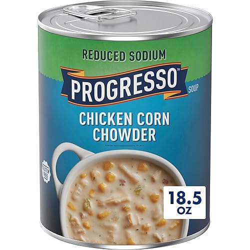 Progresso Caldo de Maíz con Pollo, Sopa enlatada reducida en sodio, lata de 18.5 oz