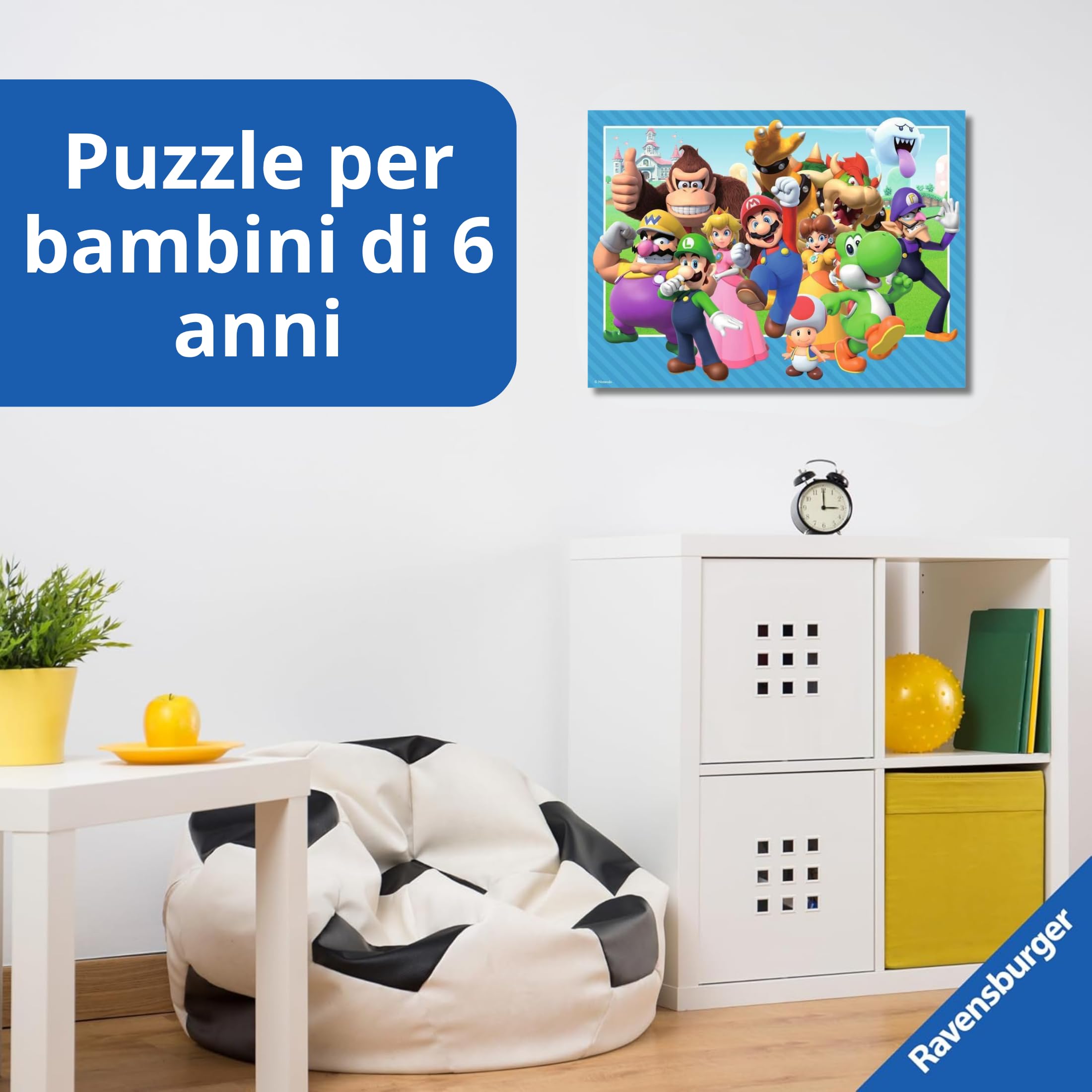 Ravensburger - Puzzle 100 Pezzi XXL Super Mario, Idea Regalo per Bambini 6+ Anni, Gioco Educativo e Stimolante