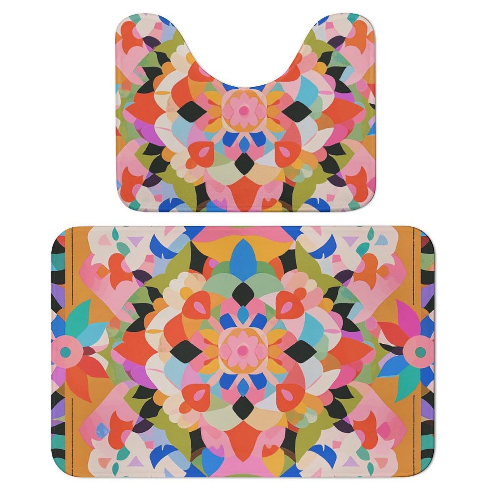 Tapis de salle de bain en U lot de 2 absorbants colorés 40x60 cm