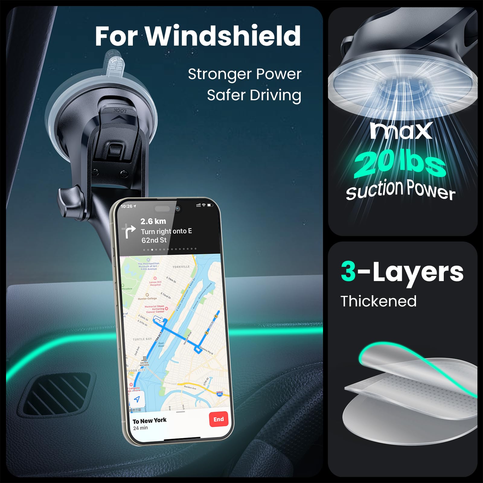 GizmoVine Magnet Handyhalterung Auto 2026 Upgrade - 35kg Saugnapf, 360° Drehbar, MagSafe Kompatibel