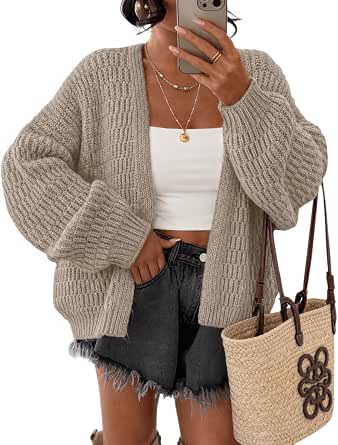 ZESICA Women's Chunky Open Front Knit Cardigan Sweaters
